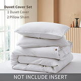 ATLINIA 100% Flax Linen Duvet Cover Set - Stone Washed Pure French Linen Organic Fabric for Farmhouse Comforter Boho Bedding Included 1 Duvet Cover 2 Pillow Shams(White, King) ATLINIA