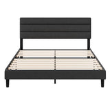 Zinus King Piper Upholstered Platform Bed with Horizontal Paneled Headboard, Wooden Slat Support, No Box Spring Needed, Easy Assembly, Eco Friendly Packaging, Dark Grey Zinus