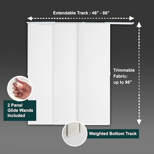 CHICOLOGY Sliding Door Blinds , Blinds for Sliding Glass Doors ,Room Divider , Vertical Blinds for Patio Doors , Sliding Glass Door Blinds Movie Night White (Blackout) W:46-86 x H: 0-96 inch CHICOLOGY