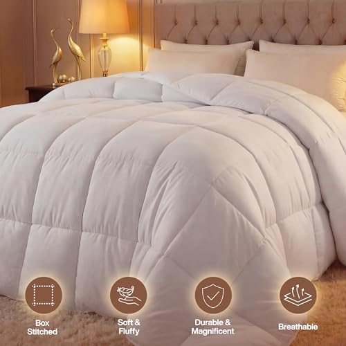 Utopia Bedding Comforter Duvet Insert, Quilted Comforter with Corner Tabs, Box Stitched Down Alternative Comforters Twin Size (White) Utopia Bedding