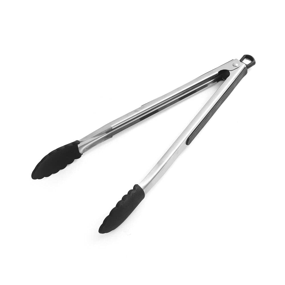 Farberware 5216358 Professional Stainless Steel and Heat Resistant Nylon Locking Kitchen Tongs with Silicone Tips, 12-Inch Farberware
