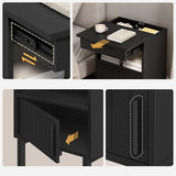 YATINEY Nightstand with Gun Drawer, Bedside Table with Hidden Compartment, End Table with Storage Cabinet, Night Stand for Bedroom, Office, Black ET22BB YATINEY
