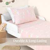 Salt Earth 100% Cotton 210TC Kids Bedsheet, Twin Sheets Set for Toddler Bed, 3 Piece Bedding Set Including Flat Sheet, Fitted Sheet, and Pillowcase, Themed Cute Sheets for Playful Kids Bed(Rainbow) Salt Earth