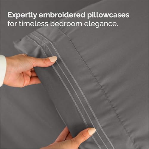 Queen Size 4 Piece Sheet Set - Comfy Breathable & Cooling Bed Sheets Set - Hotel Luxury Bedding for Women, Men, Kids, Teens, Boys & Girls - Deep Pockets, Soft and Wrinkle Free - Oeko-Tex - Dark Grey CGK Unlimited