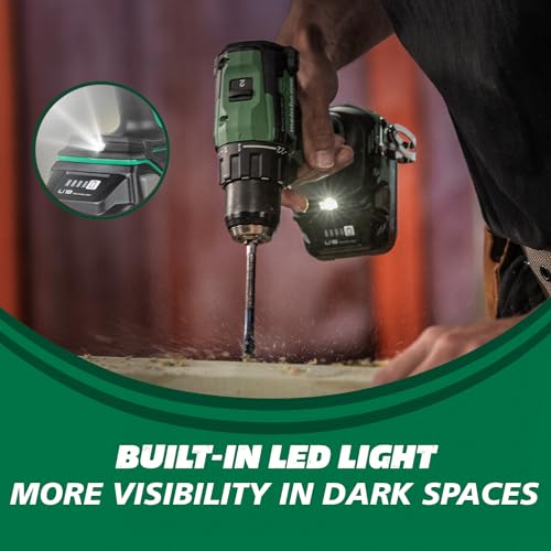 Metabo HPT 18V MultiVolt™ Cordless Driver Drill Kit | 620 in-lbs of Torque | Compact | Reactive Force Control | 22 + 1 Clutch Settings | LED Light | Belt Hook | Lifetime Tool Warranty | DS18D - WoodArtSupply