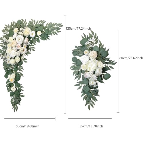 BMQDSM Faux Flowers Arch Flowers with Drapes (Set of 5) Wedding Decor and Wedding Arch Draping Artificial Flower Arrangements Wedding Decorations for Reception Wedding (White) BMQDSM