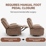 Rocker Recliner Chair with Heat and Massage, 360° Swivel Nursery Rocking Chairs for Adults, Oversized Recliner Single Sofa Seat with Cup Holders, Lazy Boy Recliner Single Sofa (Manual, Brown)