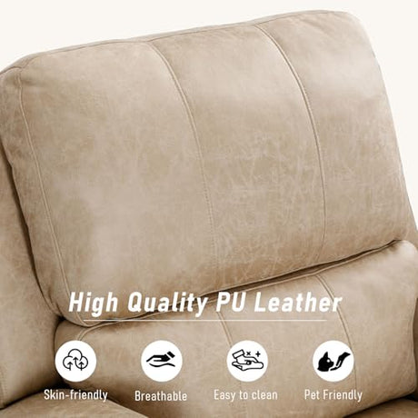 HAOMARKETS Electric Recliner Chair, Soft PU Leather Power Recliners with Padded Backrest, Single Overstuffed Heavy Duty Reclining Sofa for Living Room Bedroom, Beige HAOMARKETS