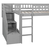 Harper & Bright Designs Kids Loft Bed with Slide and Storage Stairs, Twin Size Wooden Loft Bed with Built-in Ladder, Grey Harper & Bright Designs