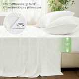 Love's cabin 4 Piece Queen Sheet Set, Cooling Sheets, 100% Rayon Derived from Bamboo, Breathable & Soft Queen Size Bed Set, Deep Pocket Up to 16", Hotel Luxury Silky Bedding Sheets, White Love's cabin