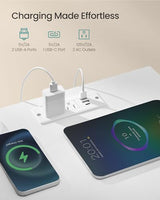 SONGMICS BELLAH Collection - Nightstand with Charging Station and App-Controlled Adjustable LED Lights, Bed Side Table, 2 Drawer and 1 Open Shelf, Bedroom, Cloud White and Snow White ULGS302WH01S SONGMICS