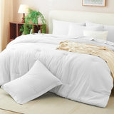 CozyLux King Comforter Set White, 7 Pieces Bed in a Bag Soft Bedding Comforter Set with Sheets, All Season Boho 7PC Bed Sets with Comforter, Fitted Sheets, Flat Sheets, Pillow Shams and Pillowcases CozyLux