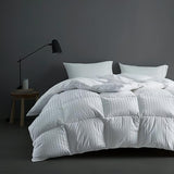 Hotel Grand Luxury White Down Comforter Twin Size, 600 Fill Power All Season Down Duvet Insert Twin, 500 Thread Count 100% Cotton Hotel Bedding Comforters with Stripe Pattern, Made in USA 68x90 Inch Hotel Grand