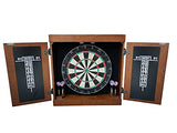 Hathaway Farmington Dartboard and Cabinet Set - Includes 18-in Dartboard, Steel-Tip Darts, Chalk Scoreboards - Perfect for Family Game Rooms, Basements, Home Bars, Walnut Hathaway