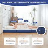 CYMULA Folding Mattress Full Size, Memory Foam 6 inch Tri Portable Trifold Mattress Futon Topper Full with Breathable & Washable Cover, Murphy Bed Guest Bed RV Trips,52"×73"×6" CYMULA