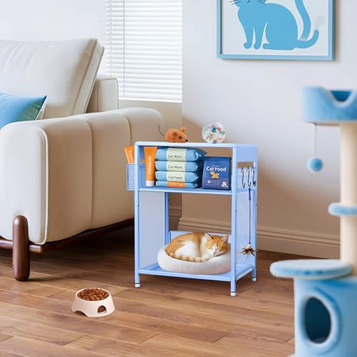 Gugsey Sky Blue Kids Nightstand, Small Nightstand for Bedroom, End Table with Hooks and Holder, Toddler Bedside Table, Desk Organizer for Office, Small Desk for Living Room, Dorm (Sky Blue) Gugsey