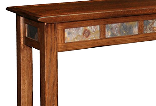 Leick Home 10059 Rustic Slate Tile Hall Console Sofa Table with Shelf, Rustic Oak Leick Home