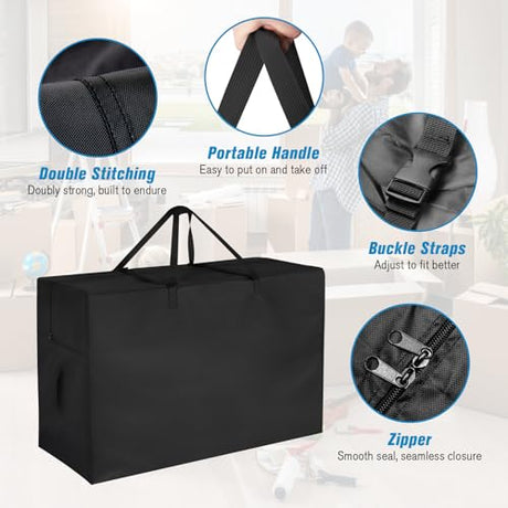Jungda 4" Queen Folding Mattress Storage Bags,Trifold Memory Foam Mattress Case,Portable Carrying Bag for 4" Queen Size Tri Fold Mattresses (Mattresses NOT Included)-60" L x 27" W x 13" H Jungda