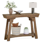 LITTLE TREE 2-Tier Wood Console Table Behind Couch, Small Entryway Table with Storage, Farmhouse Narrow Sofa Table for Hallway, Living Room, Rustic Brown LITTLE TREE