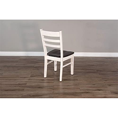 Pemberly Row 18" Wood Dining Room Ladderback Chair with Wood Legs for Kitchen, Modern Restaurant Chairs in Off White and Dark Brown - WoodArtSupply