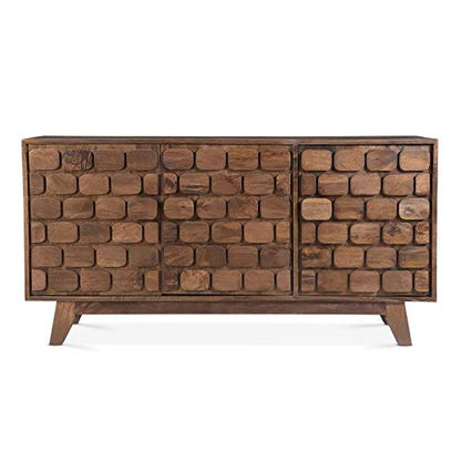 XPRESS WORLD Steve Silver Darby Century Modern Solid Wood Sideboard Buffet Cabinet, Storage Server, Walnut Finish - WoodArtSupply