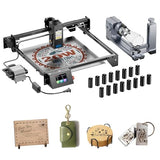 Longer RAY5 20W Laser Engraver with Air Assist Kit, 4-in-1 Rotary Roller, and 16 Pcs Raiser, Exclusive 3.5" Touch Screen for DIY, Cutting Tool for Metal Coloring, Acrylic, Wood, Glass, Leather. Longer