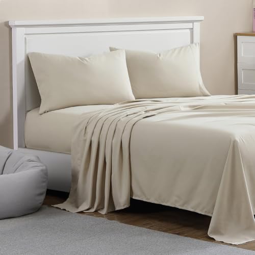 1888 Mills Twin Sheet Set – 3 Piece Bedding – Soft and Shrinkage Resistant Deep Pockets True Classic Microfiber Bed Sheet Set (Tan, Twin) 1888 Mills