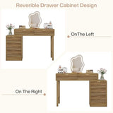 Tribesigns Makeup Vanity Desk with 5 Drawers, Modern Small Dressing Desk with Storage, Wood Make Up Table for Bedroom, Narrow Space (Without Mirror), Walnut Brown Tribesigns