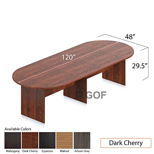 GOF 6FT, 8FT, 10FT Conference Table & Chairs (G11776B) Set, Dark Cherry, Espresso, Artisan Grey, Mahogany, Walnut (10FT with 8 Chairs, Dark Cherry) GOF