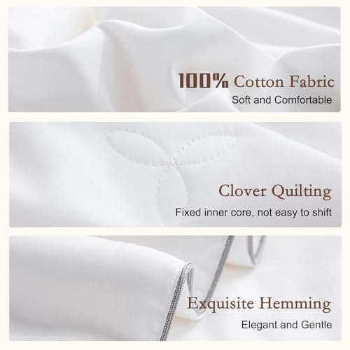 YOUR MOON Luxurious Summer/Spring Lightweight Mulberry Silk Comforter King Size,100% Natural Long Strand Silk Fill Duvet Blankets, Luxury Bedding Summer, Noiseless Cotton Shell (White) YOUR MOON