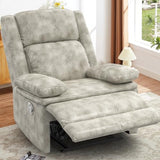 FURNIMAT Recliner Chair for Adults, Oversized Manual Pull Tab Reclining Chair, 2-Tier Cushions, Minimalist Style Single Sofa for Living Room, RV (Polished Microfiber)