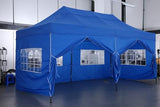 COBIZI 10x20 Pop up Canopy Tent 10x20 Canopy with 6 Sidewalls Waterproof Heavy Duty Commercial Canopy Tent for Parties Outdoor Tent Garden Gazebo Tent, Carry Bag with Wheel(10x20ft, Blue) COBIZI