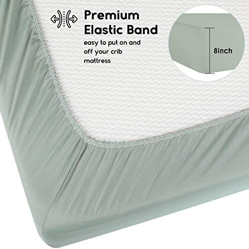 Yoofoss Baby Crib Sheets for Boys Girls, Fitted Crib Sheet 2 Pack for Standard Crib and Toddler Mattress, Super Soft Microfiber Baby Sheet 28x52x8in(Green+Leaf) Yoofoss