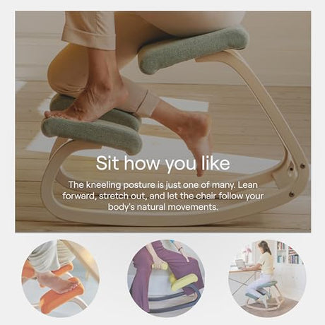 Varier Variable Natural/Grey Ergonomic Office Kneeling Chair for Desk for Desk – Back Pain Relief, Rocking Seat for Home, Study & Posture Support – 10 Year Quality Guarantee Varier