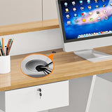 LITFAD L-Shape Computer Front Desk Manufactured Wood Reception Desk with Hutch, Cable Management and Keyboard Tray, Modern Checkout Counter for Office, Beauty Salon, Right Corner - White/Orange LITFAD