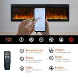 Oxhark Flame 60 Inch, Recessed & Wall Mounted WiFi-Enabled Electric Fireplace Inserts with Remote Control,Timer & Thermostat Fireplace Heater, Log Set & Crystal Options, 750W/1500W, Black Oxhark Flame