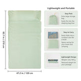 RHINSBENF Sleeping Bag Liner Camping Adult Sleep Sack Lightweight Travel Sheet for Hotel Bed Compact Ultralight Essential Cleaning Supplies Kit Travel Bedding Set for Backpacking (Green & Single) RHINSBENF