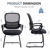 DUMOS Office Desk Chair with Sled Base, Ergonomic Executive Mesh Computer Chairs with Lumbar Support for Home Conference Room Bedroom Waiting Reception Guest Student