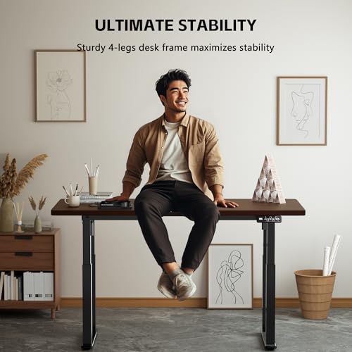4-Leg Standing Desk Frame Dual Motor, Electric Adjustable Legs Compatible Desktop Size 39″-79″, 264 lbs Weight Capacity, Anti-collision Detection Stand Up Desk Frame Workstation, Black Frame Only Klobel