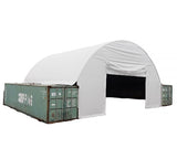 Mytee Products Shipping Container Canopy Shelter Kit - 40'(L) x 20'(W) 21 Oz PVC White Cover Storage Container Roof and Front Wall w/Doors and Back End Wall - Snow, UV and Weather-Resistant Mytee Products