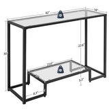 Yaheetech 42 Inch Console Table, Tempered Glass Entryway Table, 2-Tier Sofa Tables with Storage Shelves, Entrance Tables for Hallway Living Room, Black Yaheetech