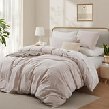 LOVQUE Linen Light Grey Duvet Cover Twin Size, 100% Washed Cotton Linen Like Bedding Set with Zipper Closure (No Comforter), 68x90 Inches LOVQUE