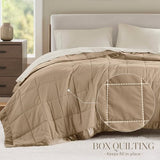 Madison Park Windom Down Alternative Blanket, Premium 3M Scotchgard Moisture Wicking Treatment, Lightweight and Soft Bed Cover For All Season, Satin Trim, Brown Twin Madison Park