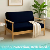 VianNest 600TC Armless Futon Covers Queen Size Pure Cotton Zippered Sofa Bed Slipcover, Machine Washable Couch Protector for Sleeper Sofas & Futons (Navy Blue) VianNest