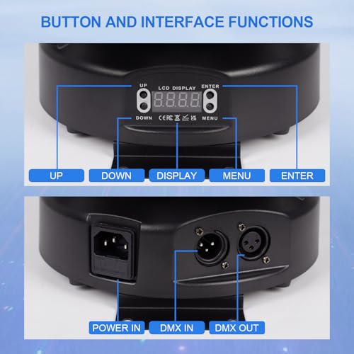 Moving Head DJ Lights, 150W RGBW LED Moving Head Lights, 6 Arms Party Light, 4 in 1 Bee-Eyes Effect Light, Red Green Starry, White & Amber Strobe, Support DMX-512 & Remote for Party Bar Disco Club DJ Lumvraneo