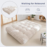 MAXYOYO 8" Futon Mattress Full Size, Ultra Thick Futons Sofa Couch Bed Tufted Sleeper Sofa Bed, Floor Mattress for Adults, Shredded Foam Filling (Frame Not Included), Beige MAXYOYO