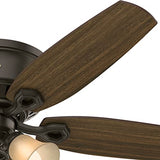 Hunter Fan Company Indoor 53327 52" Builder Low Profile Ceiling Fan with Light, 52 inch, New Bronze finish Hunter