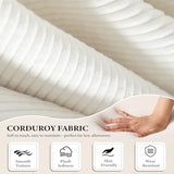 AUGOP Boneless Couch Folding Couches for Living Room Sofa, Futon Sofa Bed with Sleeper Sofa, Futon Couch with Fixed-Shape Oversized Corduroy Upholstered (White, 81 Inches) AUGOP
