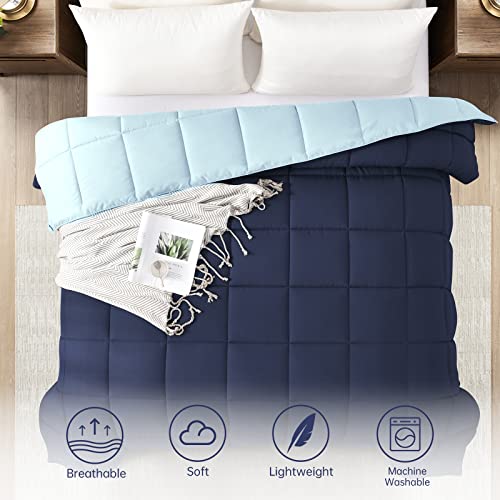 Homelike Moment Twin Comforter Duvet Insert- Blue Down Alternative Bed Comforter Twin Size, Lightweight Bedding Comforters Quilted Soft All Season Reversible Navy/Light Blue Homelike Moment