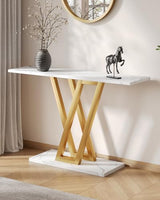 LITTLE TREE Console Table Hallway Table for Entryway 43 Inch Sofa Table Entryway Tables for Living Room, White & Gold LITTLE TREE